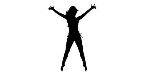 Silhouette-woman-jumping-in-the-air-in-slow-motion