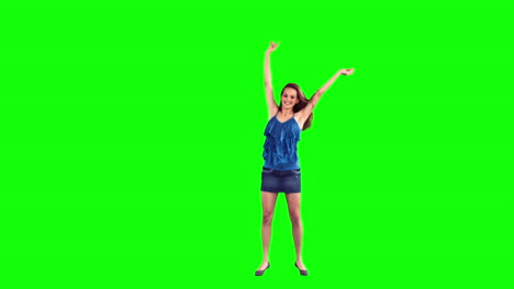 Brunette-woman-jumping-in-slow-motion