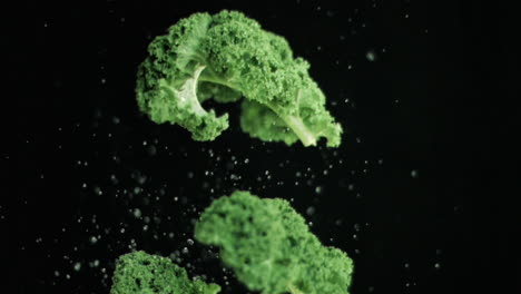 Broccoli-being-thrown-upwards-in-super-slow-motion