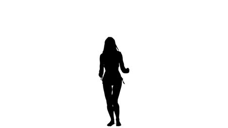 Silhouette-Einer-Springenden-Frau-In-Zeitlupe