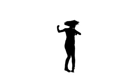 Silhouette-Einer-Tanzenden-Frau-In-Zeitlupe