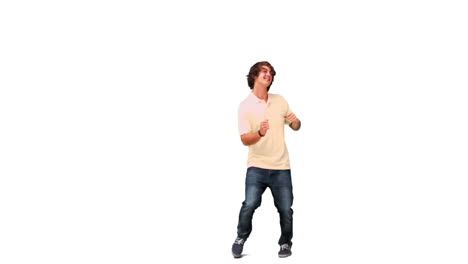 Man-happily-dancing-in-slow-motion-