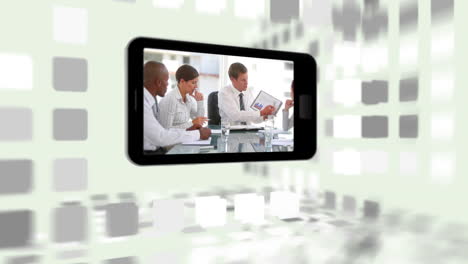 Videos-of-business-meetings-on-a-smartphone-screen
