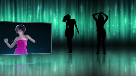 Women-dancing-with-a-blue-light-background