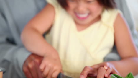 Hija-Ayudando-A-Su-Padre-A-Cortar-Un-Pepino