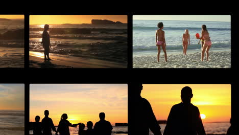 Hand-scrolling-videos-of-people-on-a-beach