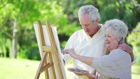 Pareja-De-Jubilados-Pintando-Juntos