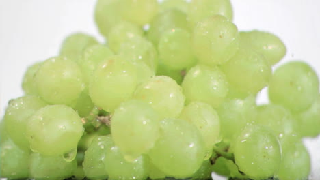 Green-grapes-in-super-slow-motion-being-soaked