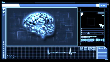 Digitale-Schnittstelle-Mit-Rotierendem-Gehirn-In-Blau