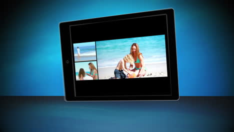 Urlaubsmontage-Auf-Digitalem-Tablet