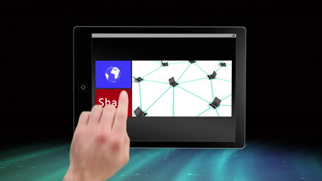Social-media-and-communication-montage-on-digital-tablet