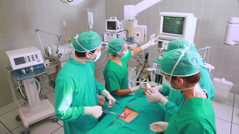 Surgeons-operating-a-patient-belly