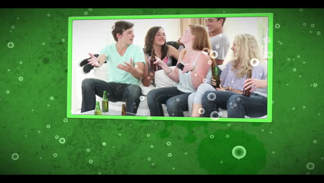 Montage-of-friends-playing-video-games-on-cellular-background