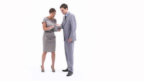 Irritated-business-woman-holding-a-clipboard