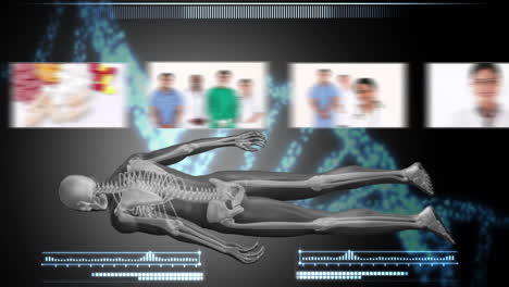 Montage-of-medical-workers-with-revolving-human-figure