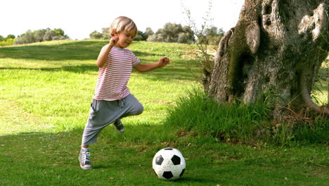 Kind-Kickt-Einen-Ball