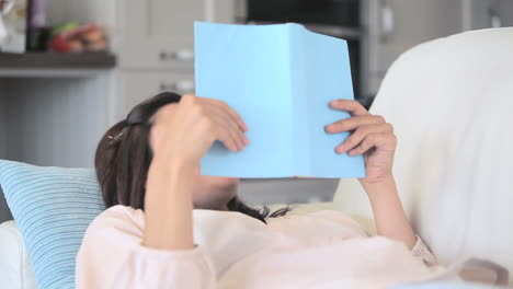 Video-of-calm-woman-reading-a-book