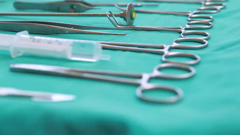 Close-up-of-surgical-tools-on-a-table