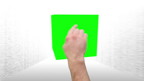 Montage-of-green-screens-in-a-cube-interaction-as-a-tablet