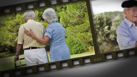 Tira-De-Película-De-Una-Pareja-De-Ancianos-En-Un-Parque