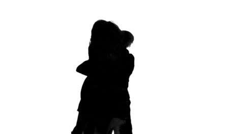 Silhouettes-of-couple-meeting-again-on-white-background