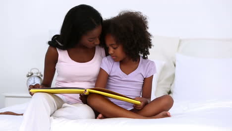 Mother-and-her-daughter-reading-book