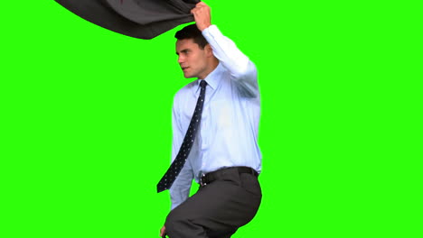 Businessman-jumping-on-green-screen