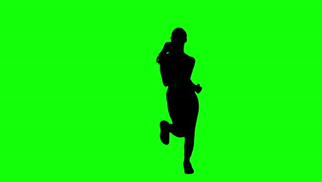 Silhouette-of-woman-running-on-green-screen