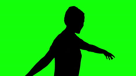 Silhouette-of-woman-listening-to-music-on-green-screen