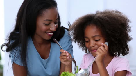 Mother-and-daughter-mixing-salad