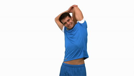 Football-player-stretching-arms-on-white-screen-in-slow-motion