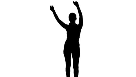 Silhouette-of-woman-moving-arms-in-the-air-on-white-background