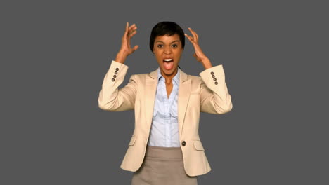 Irritated-businesswoman-gesturing