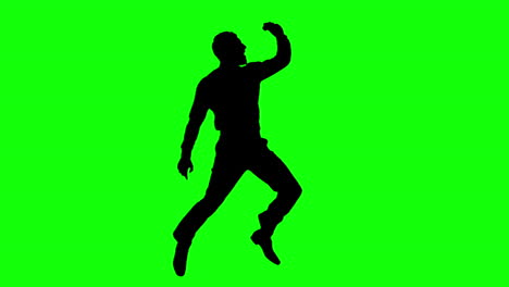 Silhouette-of-a-jumping-man-on-green-screen