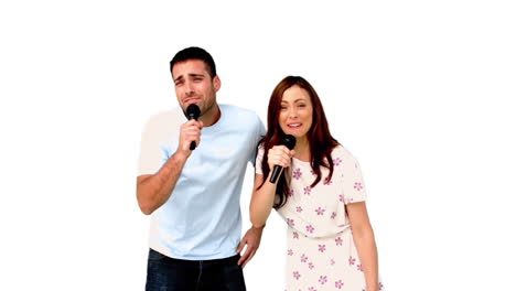 Friends-dancing-and-singing-on-white-background