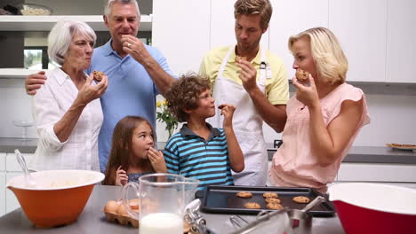 Family-eating-freshly-baked-homemade-cookies