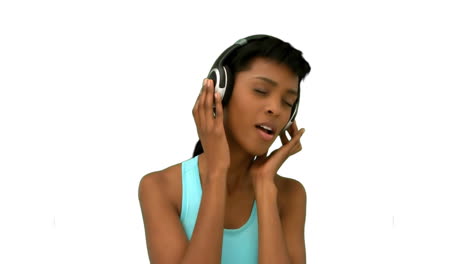 Sexy-model-listening-to-music