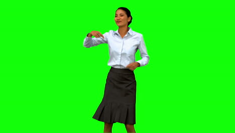 Geschäftsfrau-Disco-Tanzen-Auf-Greenscreen