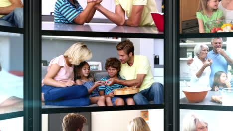 Several-short-clips-showing-a-family-at-home