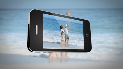 Smartphone-displaying-family-outdoors