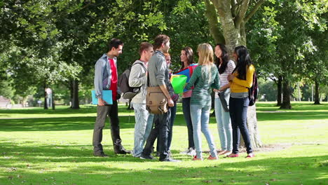 Studenten-Die-Draußen-Miteinander-Flirten