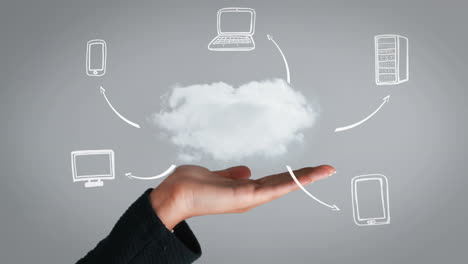 Hand-presenting-cloud-and-business-plan-