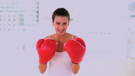 Mujer-Hermosa-Motivada-Haciendo-Ejercicio-Con-Guantes-De-Boxeo