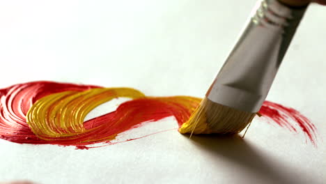 Painter-painting-with-yellow-paint-and-paintbrush