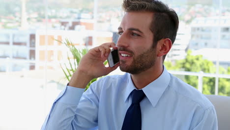 Businessman-talking-on-his-mobile-phone