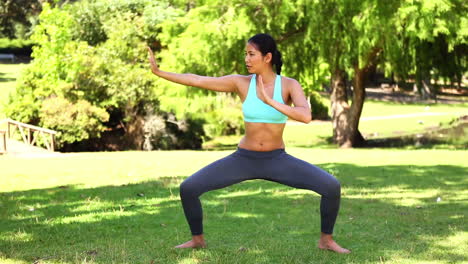 Chica-Asiática-En-Forma-Haciendo-Artes-Marciales