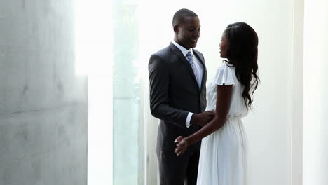 Woman-greeting-her-partner-after-work