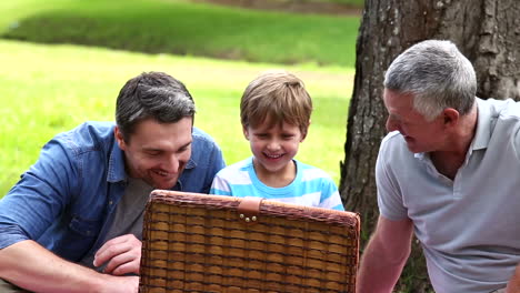 Three-generations-of-men-having-a-picnic