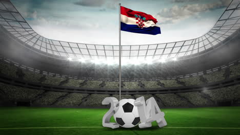 Croatia-national-flag-waving-on-flagpole-with-2014-message