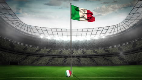 Italien-Nationalflagge-Weht-Am-Fahnenmast